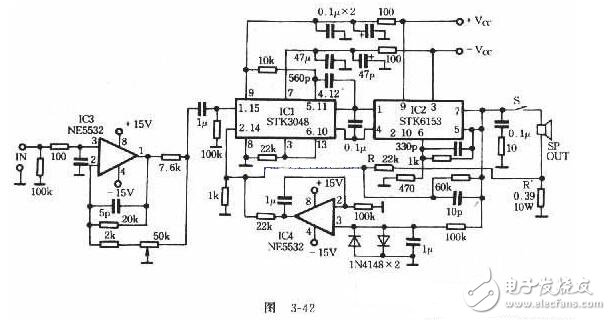 uPC1225H是NEC推出的50W音響驅(qū)動(dòng)電路，芯片內(nèi)部設(shè)置有完善的保護(hù)環(huán)節(jié)，外圍電路雖然略微復(fù)雜了一些，但uPC1225H的輸出電壓偏差只有±5mV，極寬的功率頻帶與極高的轉(zhuǎn)換速率使之比LM3886等集成功放的音色溫暖，柔和且更加耐聽。