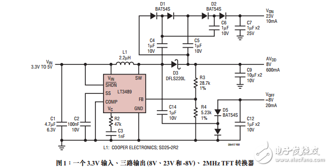 三路輸出穩(wěn)壓器來驅(qū)動大型TFT-LCD顯示器