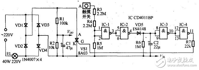 觸摸延時(shí)開關(guān)電路圖_觸摸延時(shí)開關(guān)原理圖_觸摸延時(shí)開關(guān)如何接線