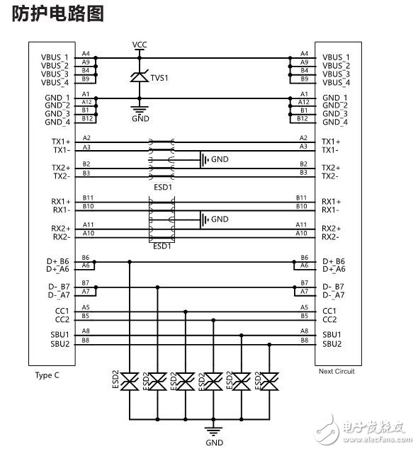 基于SMF24A的Type-C接口防護方案電路