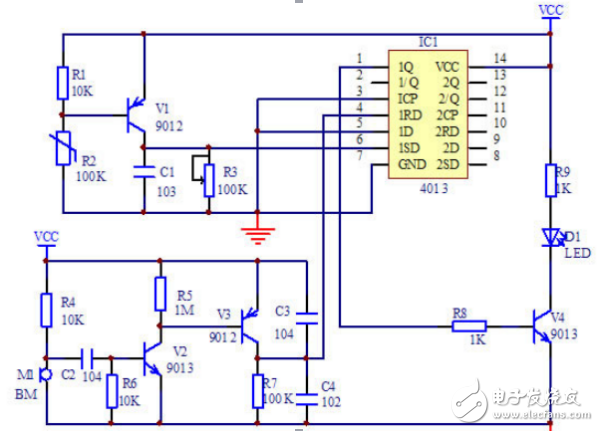 雙D觸發(fā)器4013模擬電子蠟燭電路的設(shè)計(jì)與制作