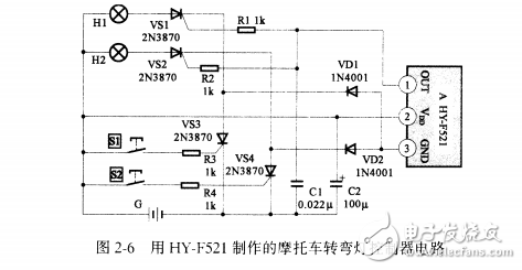 用HY-F521摩托車轉(zhuǎn)彎燈控制器設(shè)計(jì)