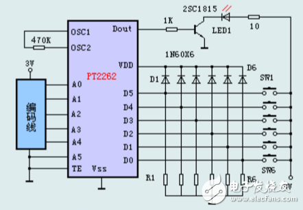 pt2262無線遙控電路圖及電路分析