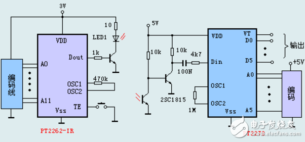 pt2262無線遙控電路圖及電路分析