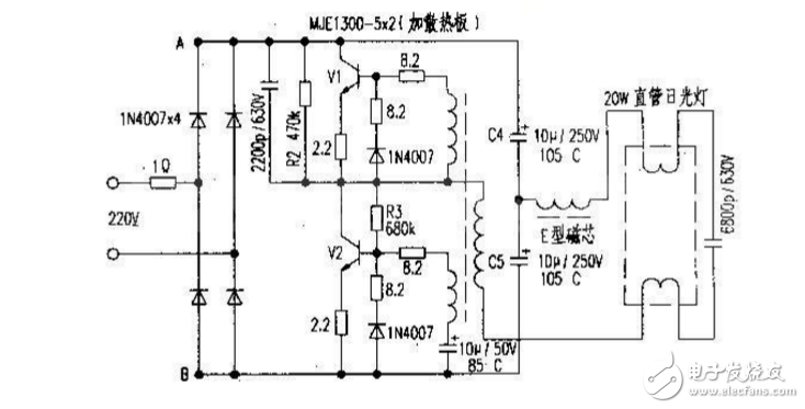 九款最簡單的電子鎮(zhèn)流器電路圖原理圖分析