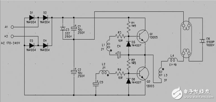 九款最簡單的電子鎮(zhèn)流器電路圖原理圖分析