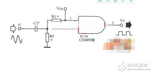 cd4093的正弦波轉(zhuǎn)方波電路