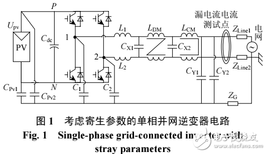 非隔離型光伏并網(wǎng)逆變器共模等效電路及其漏電流分析模型的研究