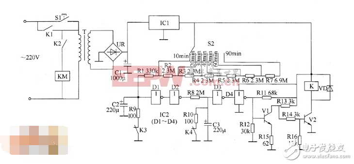 電源定時(shí)控制器電路圖詳解