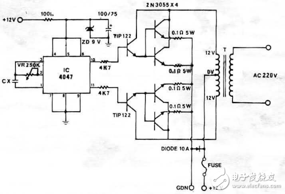 cd4047應(yīng)用電路圖解（信號控制電路圖、逆變器電路圖）