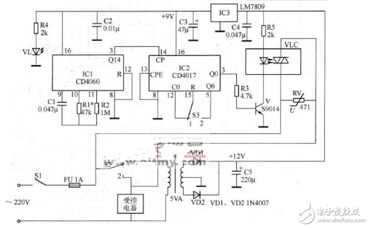 cd4060分頻應(yīng)用電路圖分析