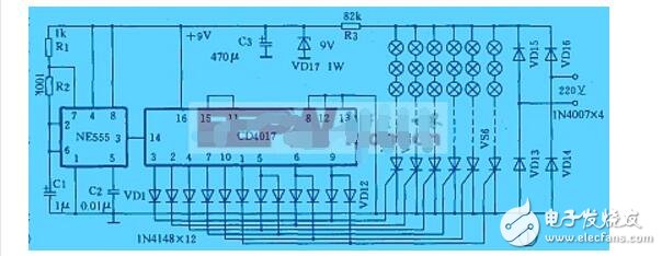 cd4017彩燈電路圖
