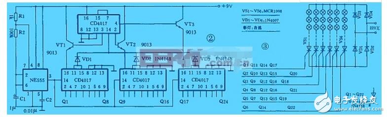 cd4017彩燈電路圖