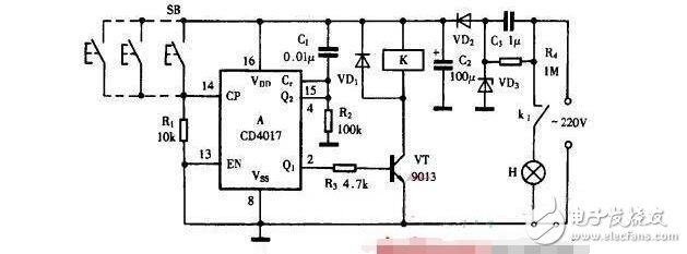 cd4017彩燈電路圖