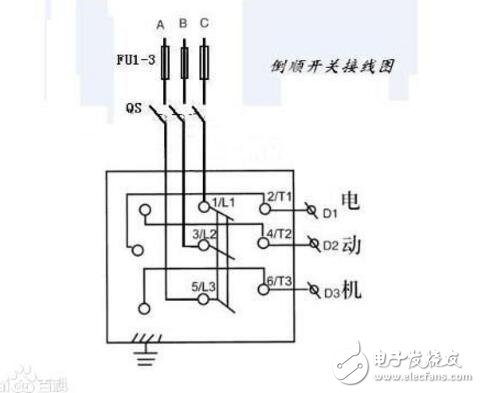 380v倒順開關(guān)接線圖分析