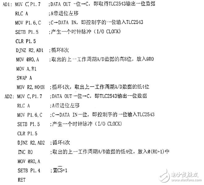 TLC2543與51單片機接口電路圖及A/ D采集程序