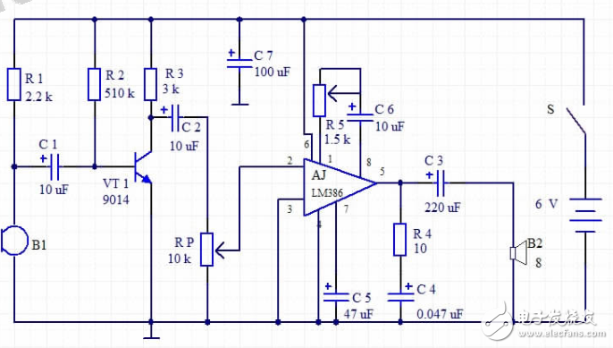 LM386應(yīng)用電路之喊話器電路