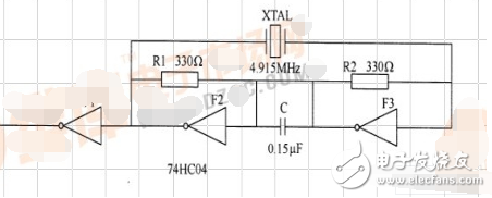 由74HC04組成的并聯(lián)諧振振蕩電路