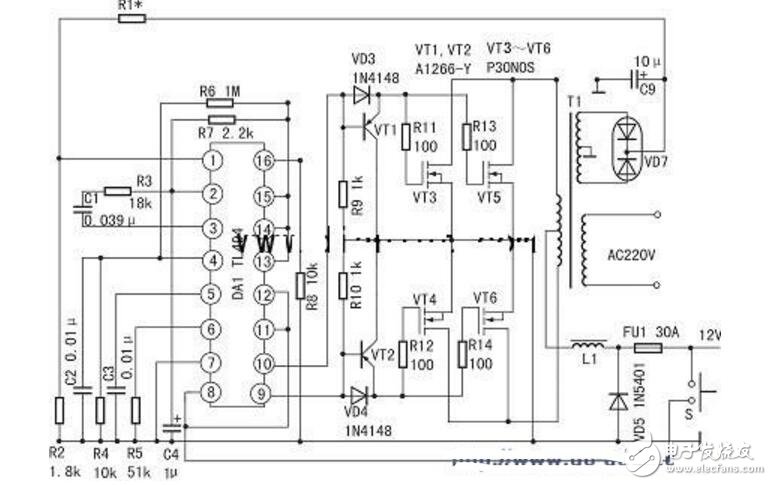 基于TL494的12V直流電壓轉(zhuǎn)變220V逆變電路