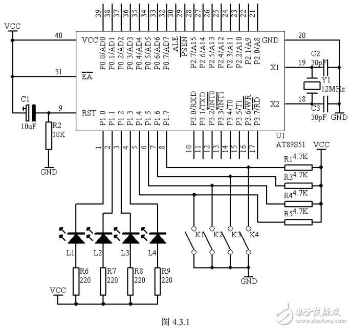 基于AT89S51單片機(jī)的多路開關(guān)狀態(tài)指示