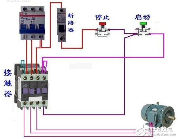 5線光電開關(guān)與接觸器接線圖