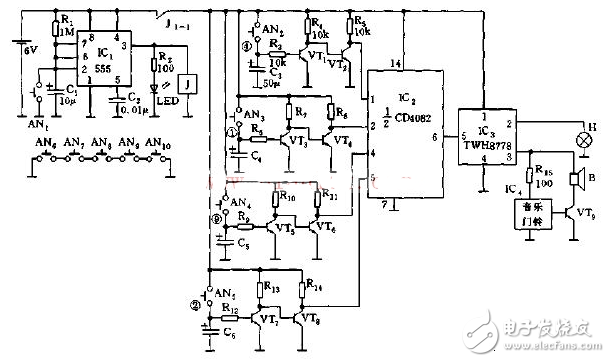 最簡(jiǎn)單電子門鈴電路圖大全（晶體管\時(shí)基電路\多諧振蕩器\NS5603\KD2538）