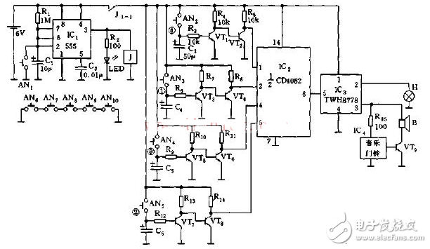 最簡(jiǎn)單電子門鈴電路圖大全（晶體管\時(shí)基電路\多諧振蕩器\NS5603\KD2538）