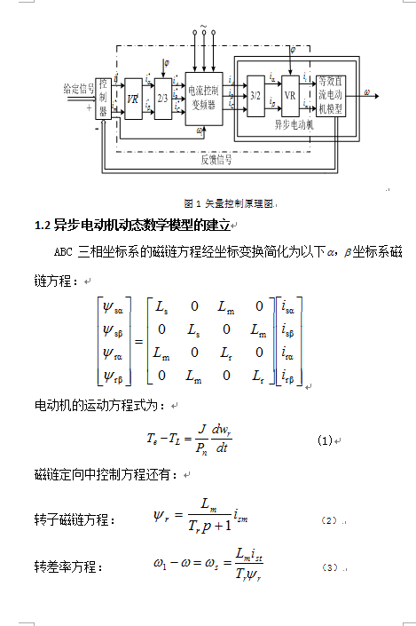 基于MATLAB異步電機(jī)矢量控制系統(tǒng)的建模與仿真