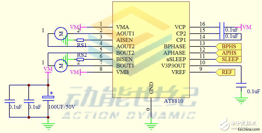 目前市場(chǎng)非?？春玫模p通道集成電機(jī)驅(qū)動(dòng)方案（AT8810）解析
