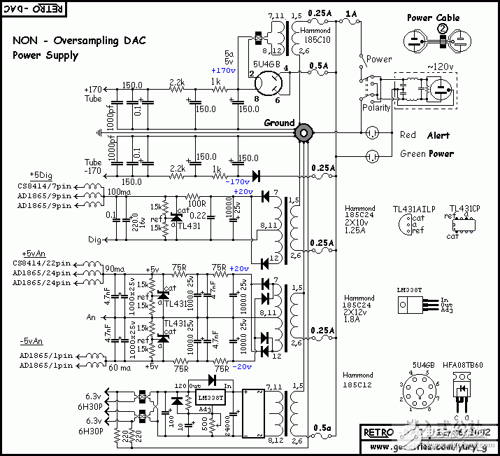 經(jīng)典膽機線路圖集CS8414+AD1865的PP輸出(電源).gif